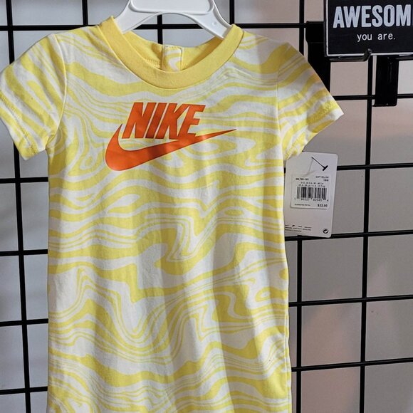 Nike Baby Romper - Yellow Striped Short Sleeve Bodysuit/Onesie Logo - Size 18M - Picture 8 of 13